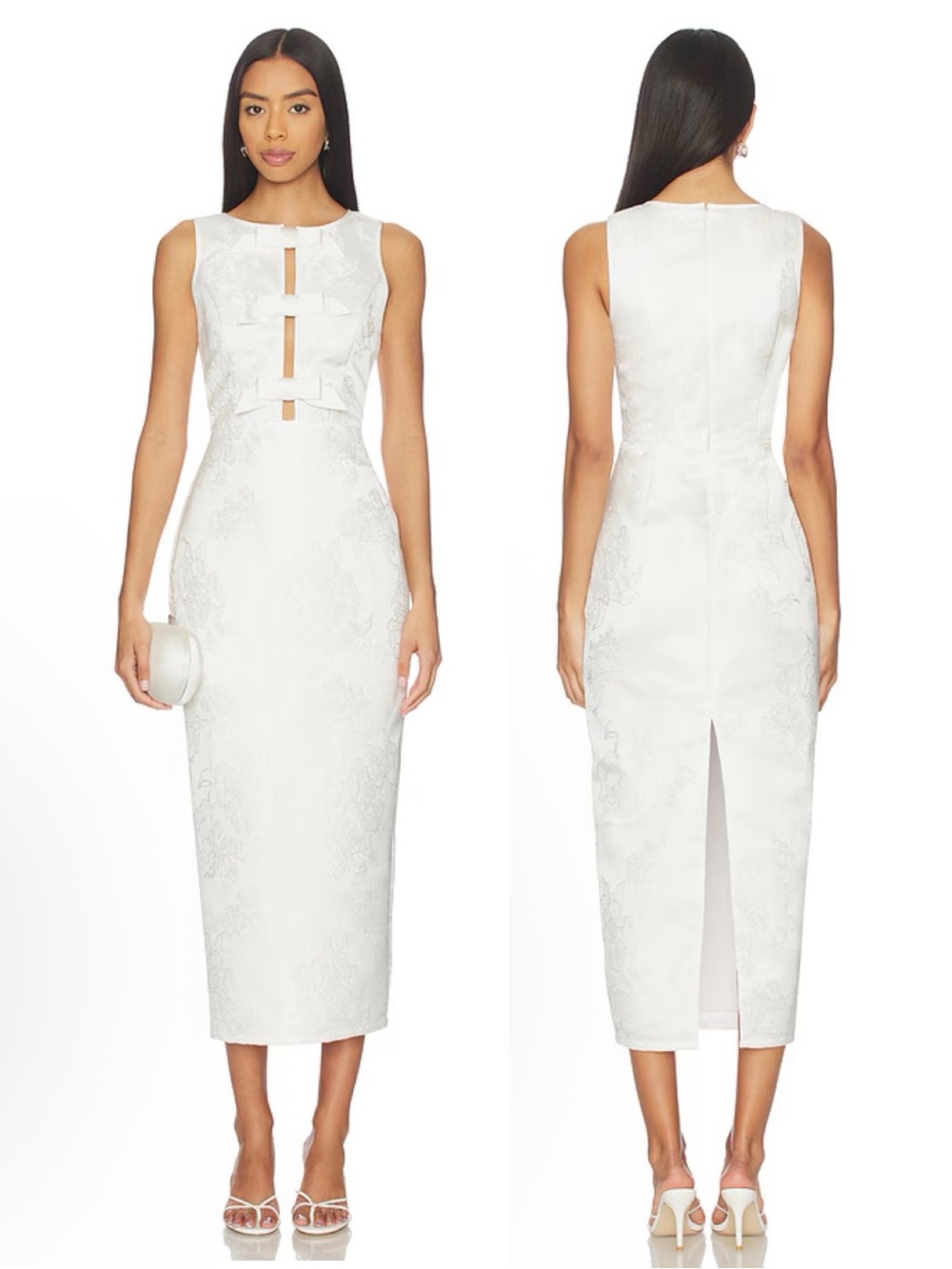 Katie May Vesper Floral Jacquard Midi Dress Ivory White NEW with tag